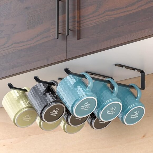 Mug Holder Under Cabinet 3 Pack, Metal Sturdy Mug Rack Under Shelf Organizer - Picture 1 of 2
